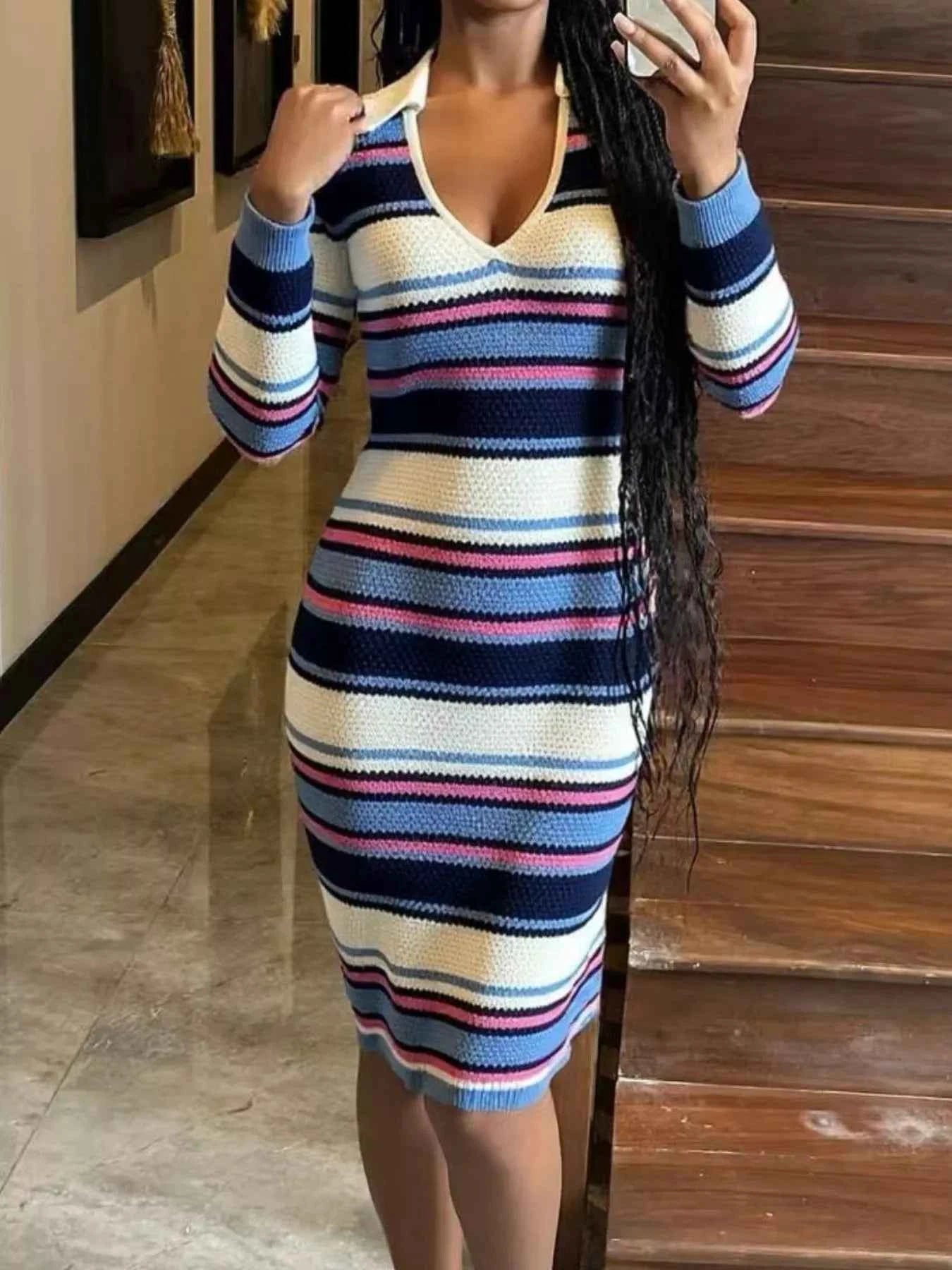 Striped Knitted Bodycon Sweater Dress 5ad29e19-7311-4696-9cdc-8b9fcf1591d2-Max-Origin