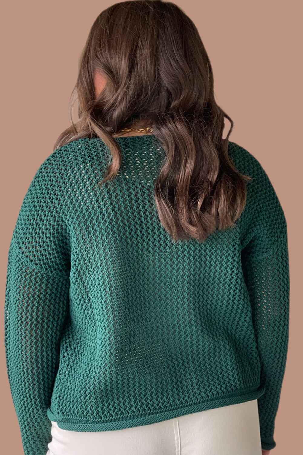 Blackish Green Plus Size Golden Accent Buttons Short Sweater Cardigan 5addcd00aec31d20