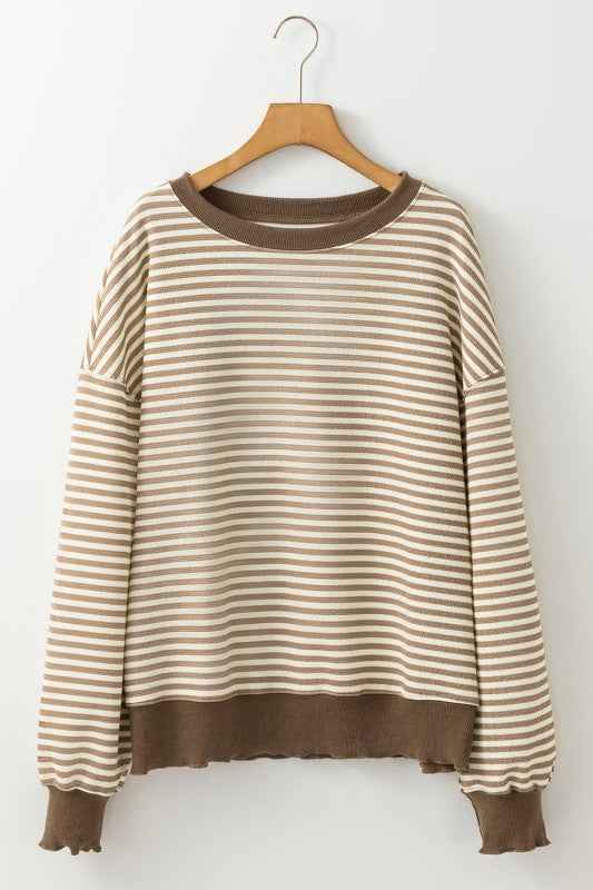 Stripe Drop Shoulder Long Sleeve Top 5adfad05-9104-4adb-a40d-87a2c48e634d
