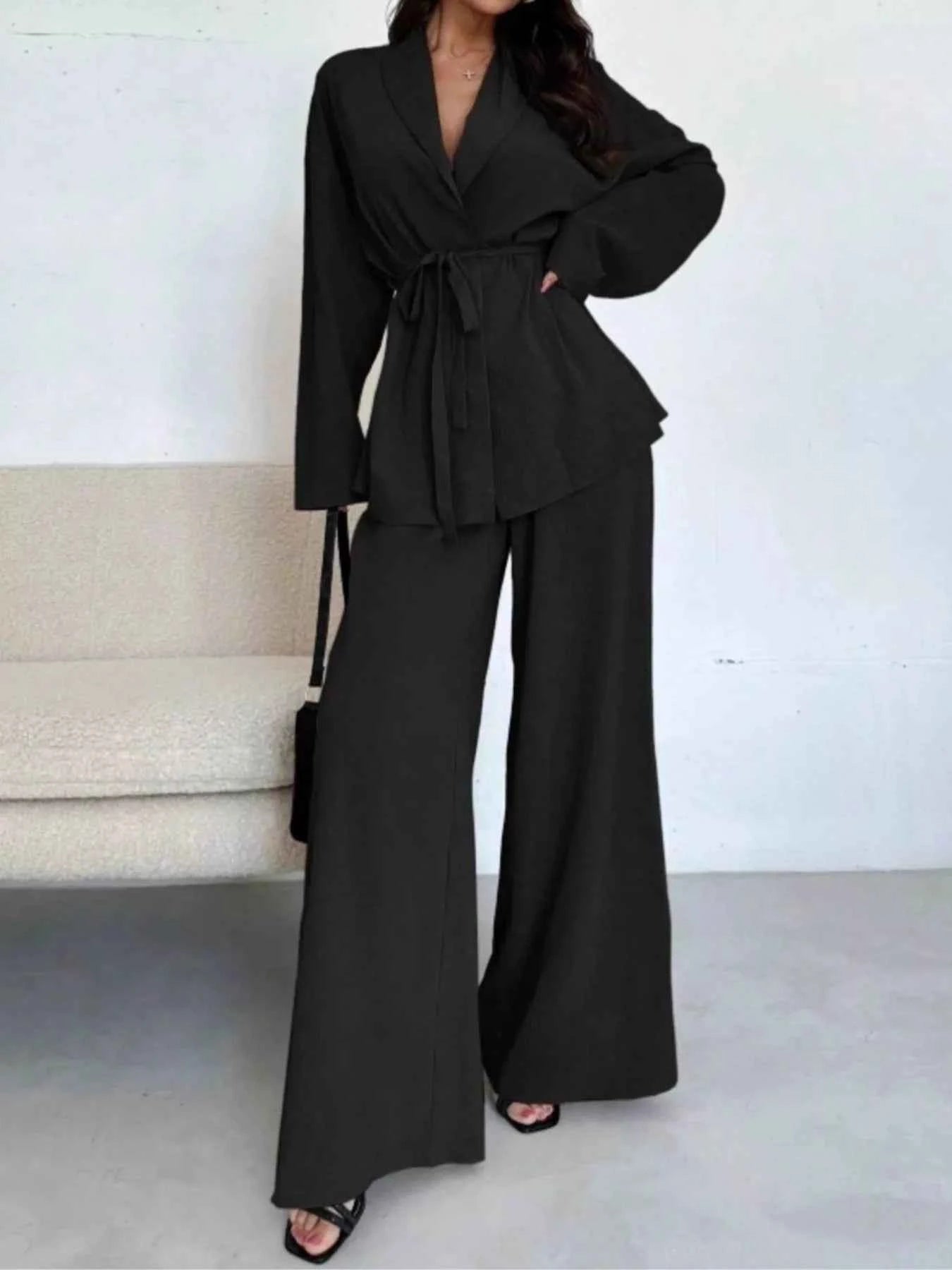 Front Tied Shirt and Wide-Leg Pants Set 5afbb6be-3259-4ab7-8bd7-c8d6a7fe4b1d-Max-Origin