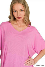 Zenana V-neck Oversized Top & Pants Set 5aff428d3b7f43ce9caa78f6ffd6a6ff-Max-Origin