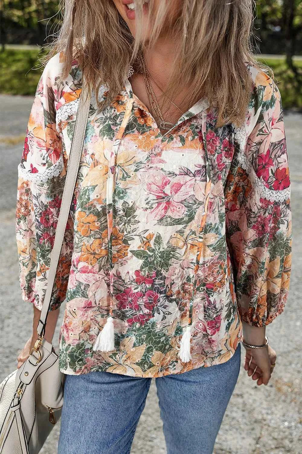 Floral Print Tie Neck Blouse 5b00a9ea-bc6a-4f83-b03a-5c1c9de03aaa-Max-Origin