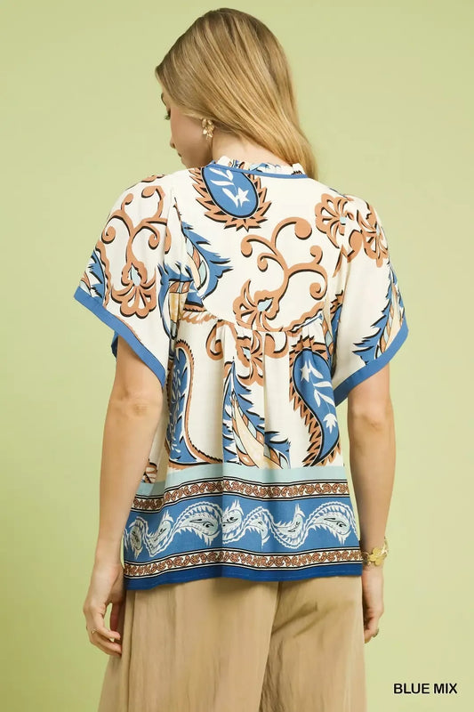 Mix Paisley Border Print Tassel Top 5b089bc6-13e1-40fb-92b5-9ac9334c3997-Max-Origin