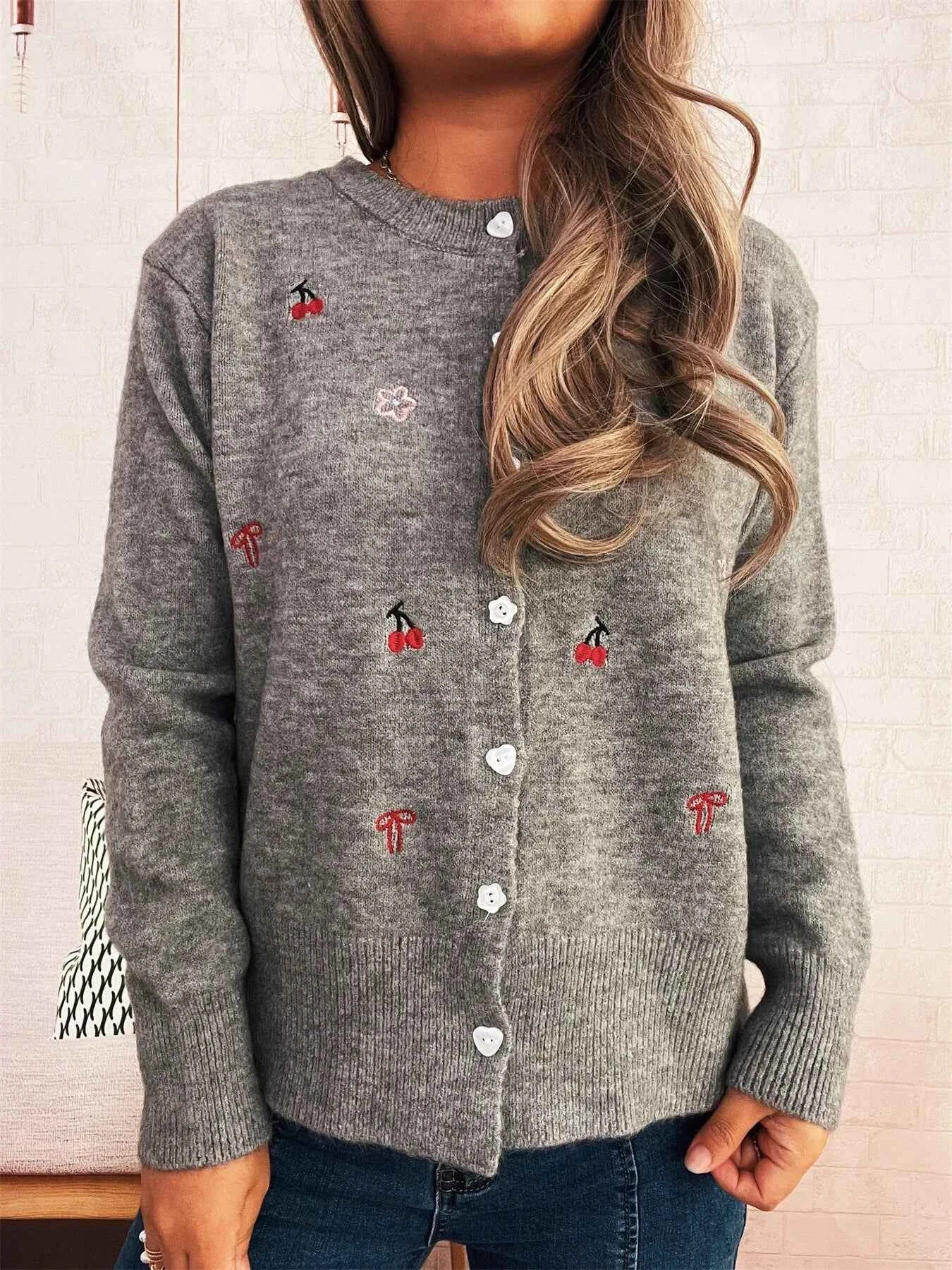 Ribbed Button-Front Knit Cardigan