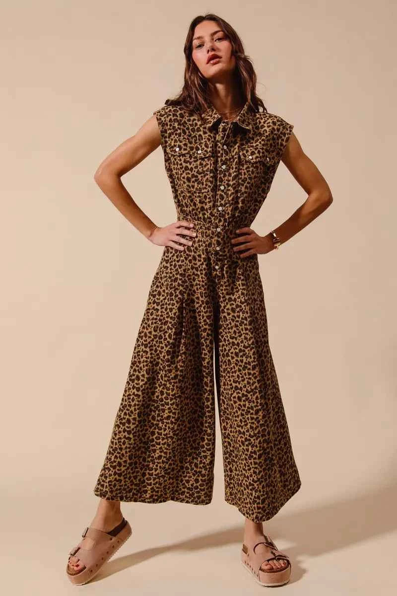 SO ME Wide Leg Leopard Twill Overalls Jumpsuit with Tuck LEOPARD 5b2d469355a4456fa746e0f0630ab92b-Max-Origin