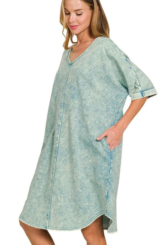 Zenana Acid-washed French Terry Tee Shirts Dress 5b3fb72a-593e-45f4-9011-a6810beacf1e-Max-Origin