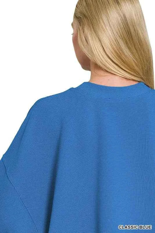 Zenana Ribbed Balloon Sleeve Sweatshirt 5b4a8a98147948c3bf6cc5651aadd9da-Max-Origin