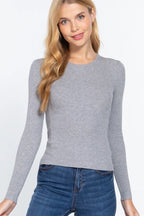 ACTIVE BASIC Full Size Ribbed Round Neck Long Sleeve Knit Top 5b55136b-c152-4bf9-9292-09049a5c6f13-Max