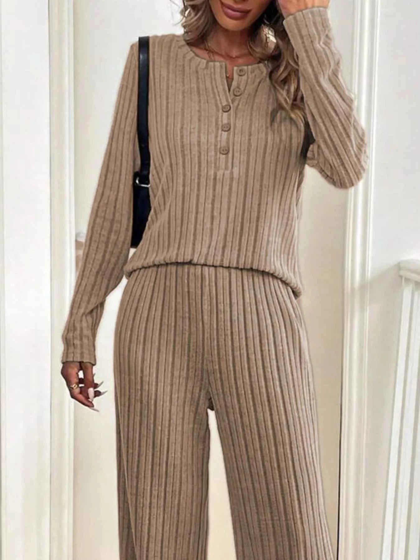 Button Detail Long Sleeve Top and Pants Set 5b5aa77b-8597-455d-b95b-821991ccfdd0-Max-Origin