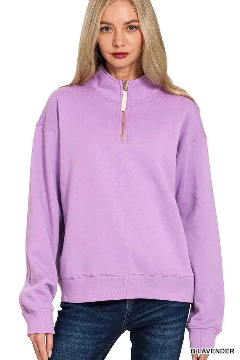 Zenana Fleece Half Zip Sweatshirt 5b61838cdd324ee28efc18d27d0d722f-Max-Origin