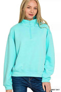 Zenana Scuba Half Zip Pullover Sweatshirt MINT SKY 5b67952301da45dc92c032b12701ff13-Max-Origin