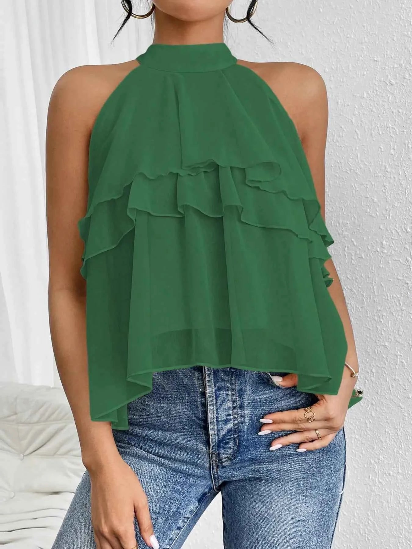 Ruffled Layered Sleeveless Top Green 5b7adcf68ca543e480339e00c9de2fa6-Max-Origin
