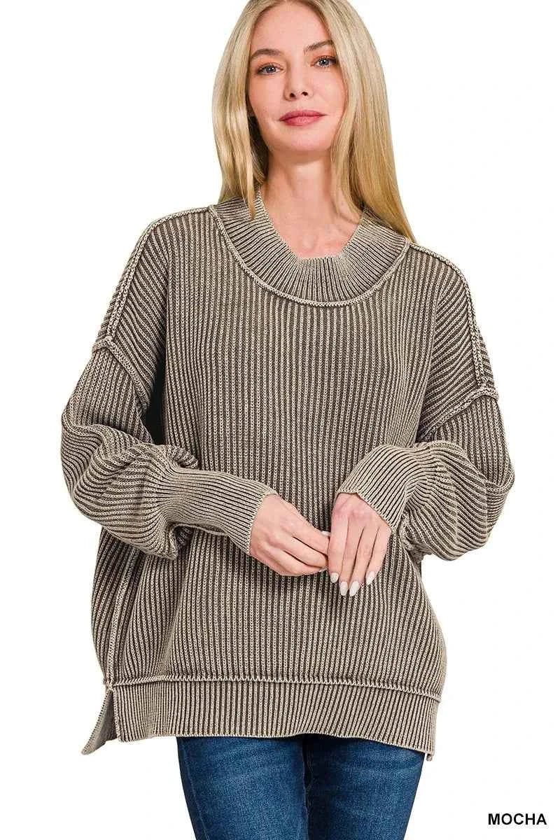Zenana Washed Side Slit Oversized Sweater MOCHA 5b87808f0b1441cea9c96cff3db37ed4-Max-Origin