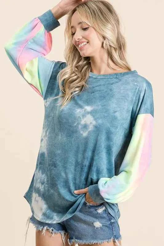 BiBi Tie Dye French Terry Top With Contrast Tie Dye 5b919b7695ef4efbaa3cd271eda7bc68-Max-Origin