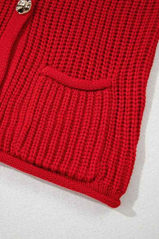Solid Textured Buttoned Oversized Sweater Vest 5b97f58a-cacf-4e82-a7b2-05a2559281bd