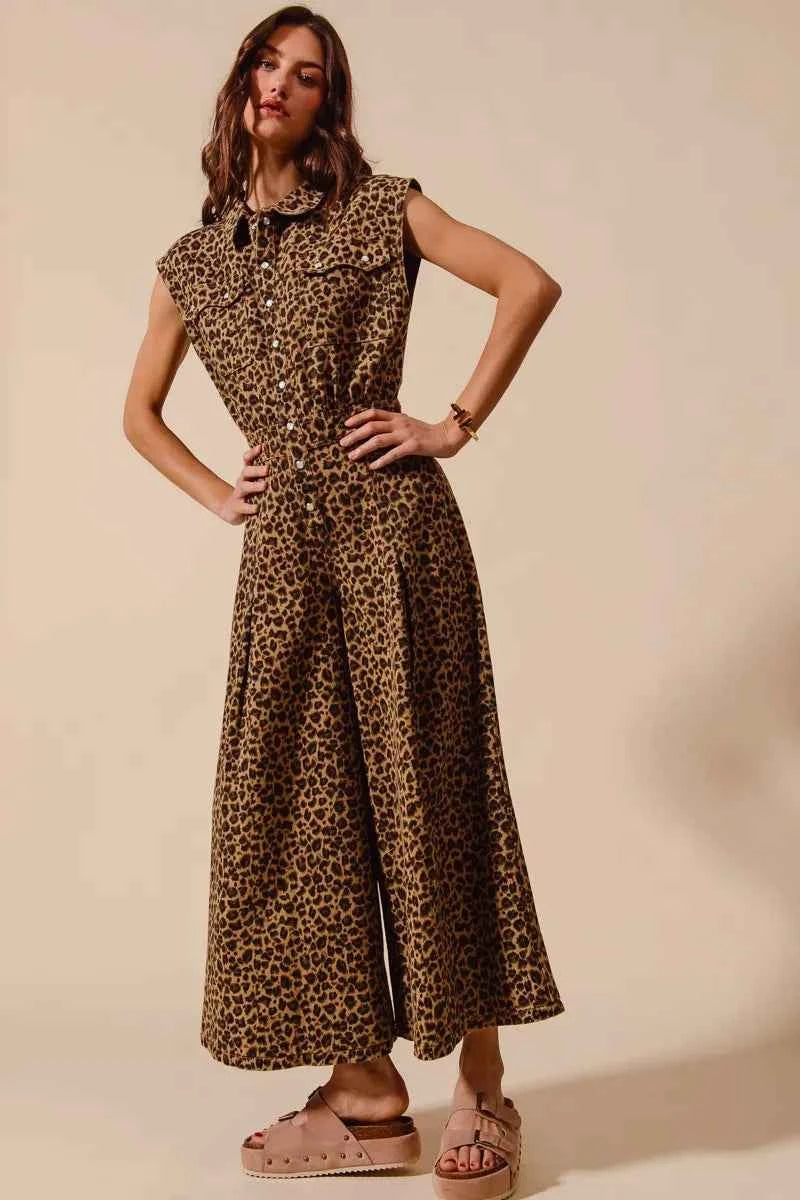 SO ME Wide Leg Leopard Twill Overalls Jumpsuit with Tuck 5b9c359f55e944b282426a7070c30801-Max-Origin