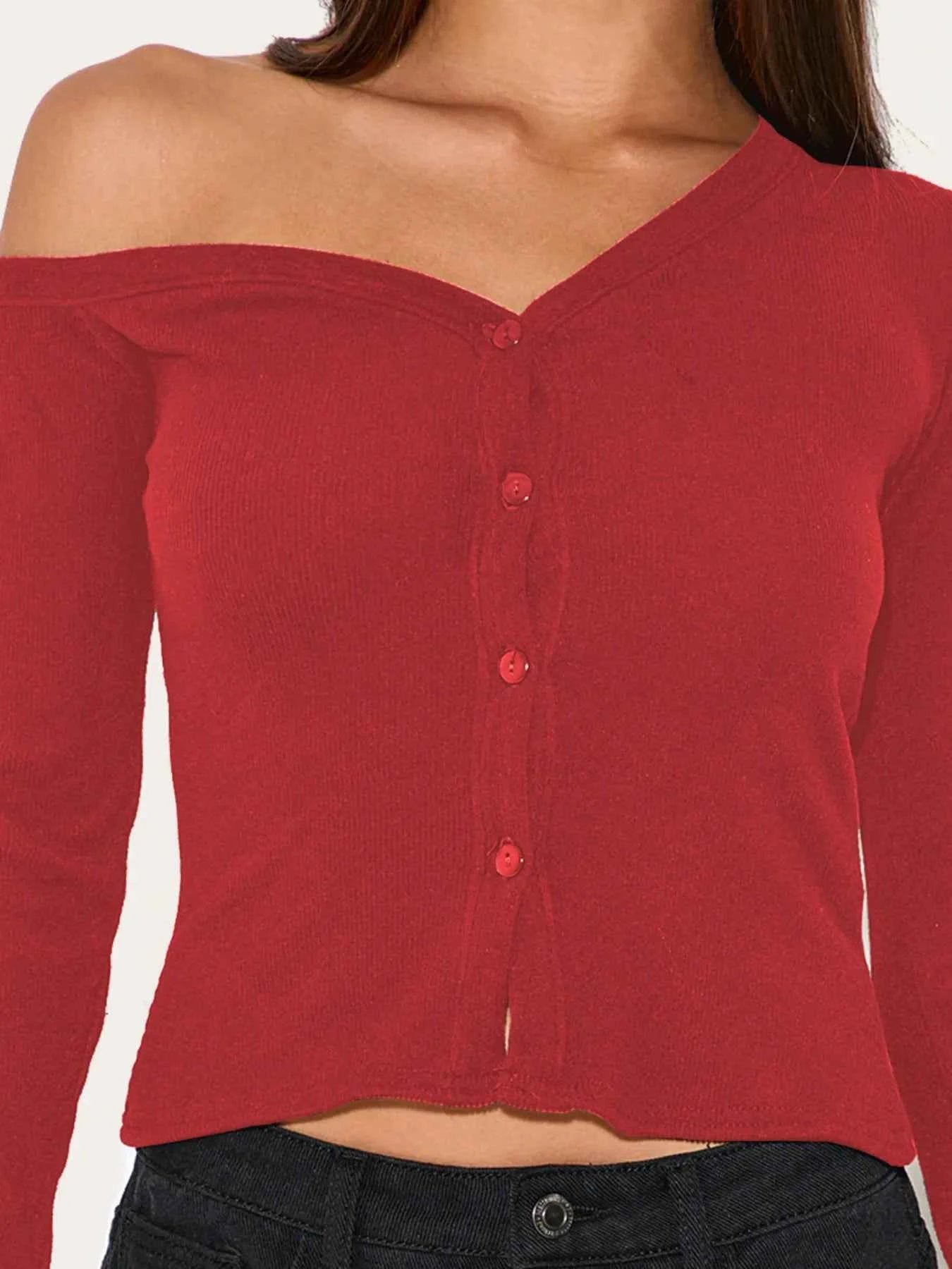 Asymmetrical Neck Button Up Cardigan 5ba54d95fd2d437b8e51abbaca346965-Max-Origin