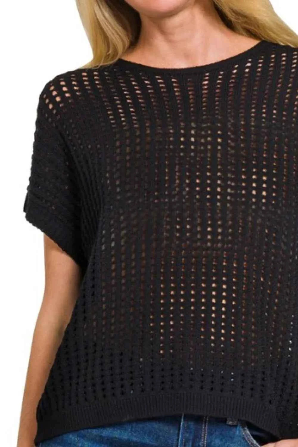 Zenana Viscose Crochet Knit Sheer Hollow Sweater 5bc159c5-6d8c-45c2-8e21-bfc21c0290c1-Max-Origin