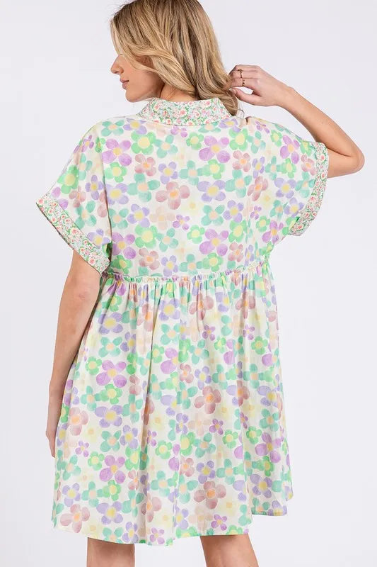 SAGE+FIG Floral Babydoll Short Sleeves Dress 5bcd609f-95e3-45cb-8ebd-182055f1afd7-Max