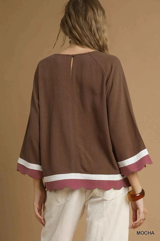Scalloped Hem Color Block Top 5bced336-ac66-4f98-9bde-9386f1eab891-Max-Origin