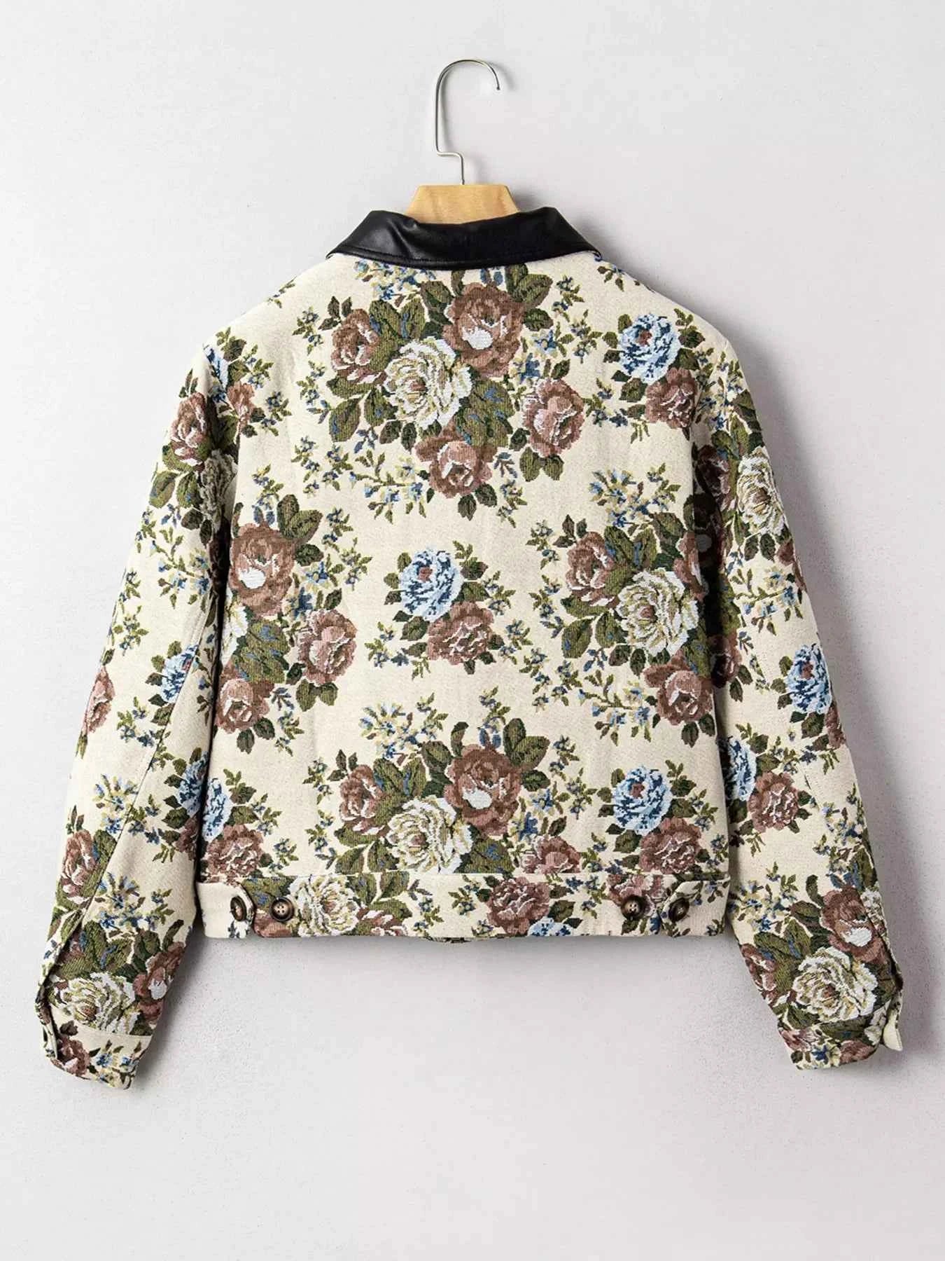 Floral Print Zip Up Contrast Collared Jacket 5bdd5eef086247189f952ccfc3a3d4e5-Max-Origin