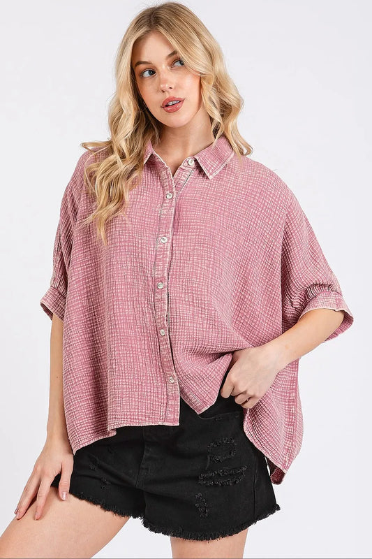 Mineral Wash Gauze Dolman Sleeve Button Down Shirt 5bdecec67a734729903e89b4289efb48-Max-Origin