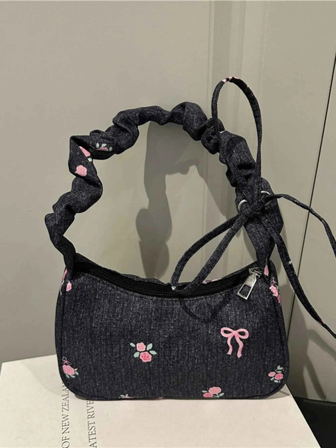 Embroidered Ruched Strap Shoulder Bag 5be198c0c8f341d4ad5a6f7c32ee3397-Max-Origin