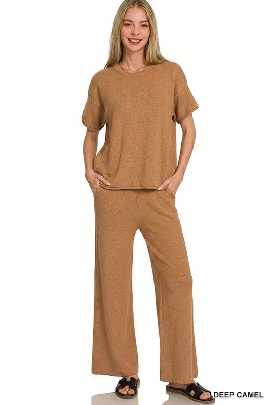Viscose Round Neck Top & Pants Set DEEP CAMEL 5bea9d5b-4a9c-4aed-a49c-5262db0b7827-Max-Origin
