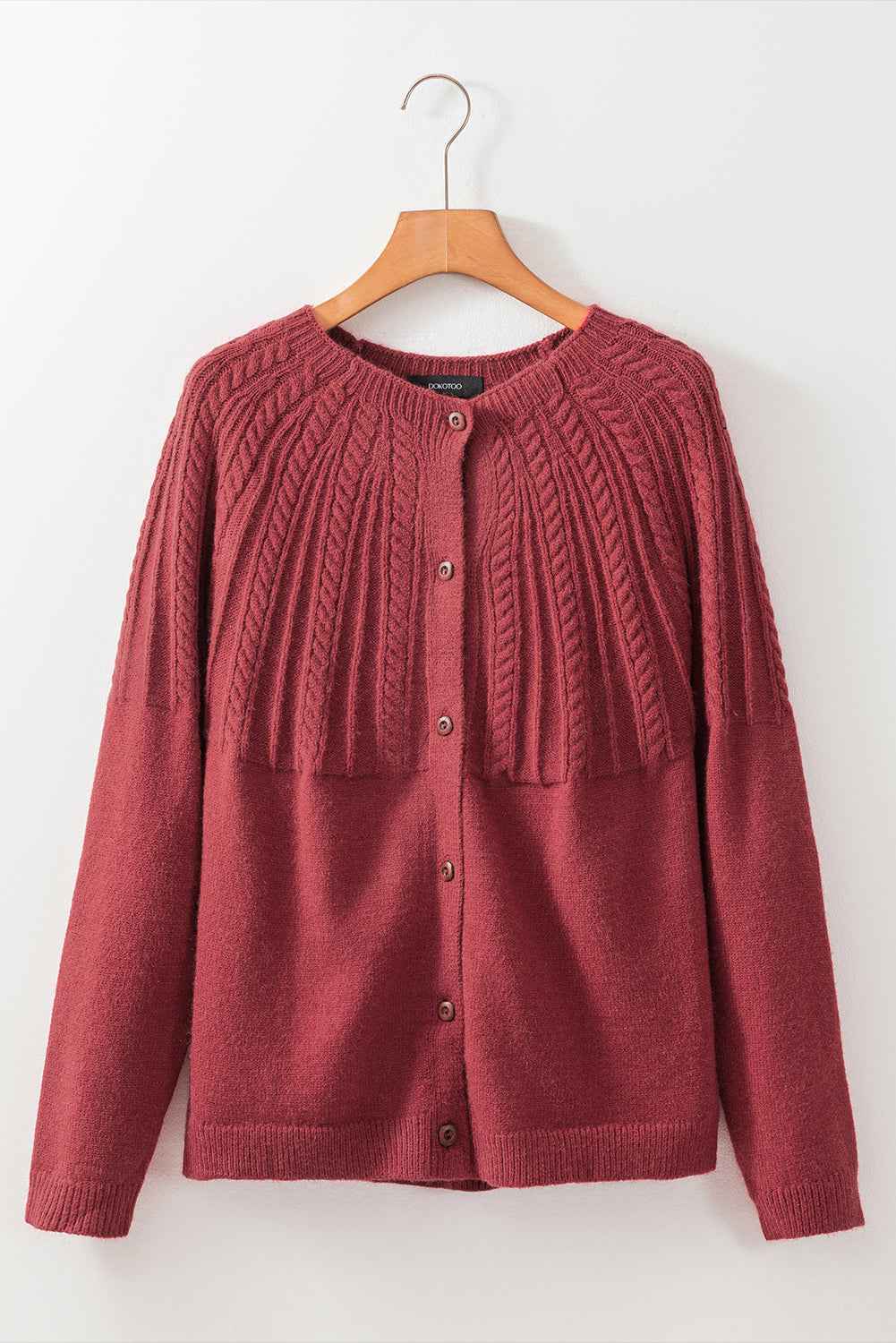 Light Pink Solid Color Textured Detail Button Down Long Sleeve Sweater Cardigan 5bfa05056233e9c3