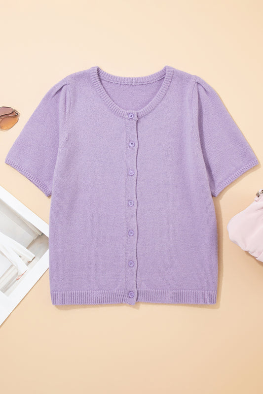 Orchid Petal Short Sleeve Soft Cardigan Sweater T Shirt 5bfdd45488b4255b