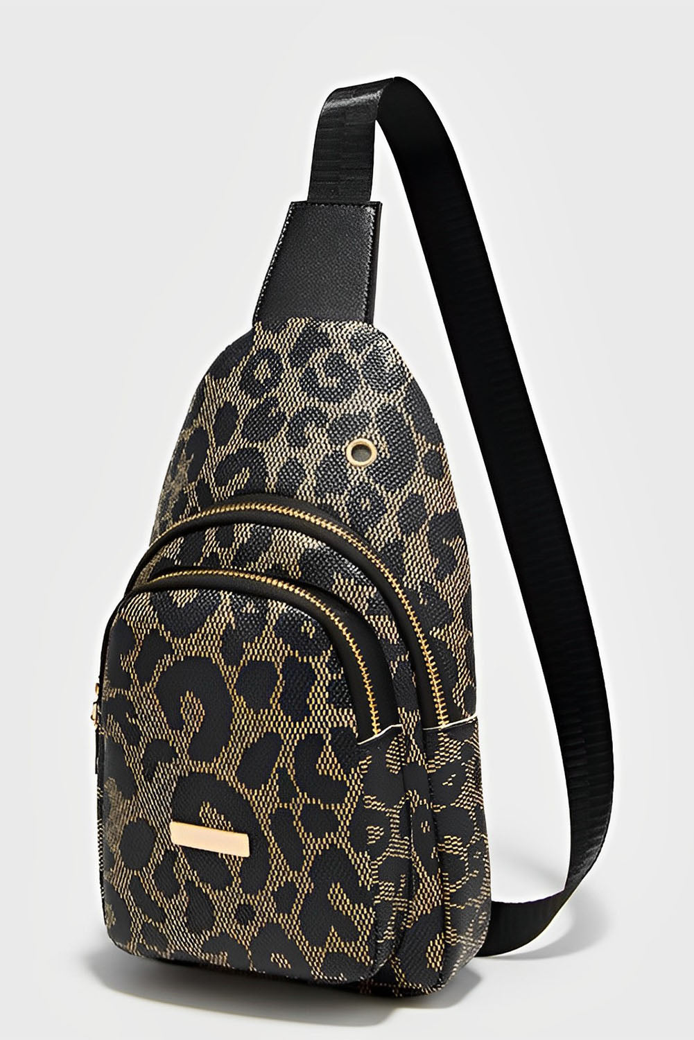 Leopard Printed PU Leather Zippered Fanny Pack Sling Bag 5c189b083a26363c