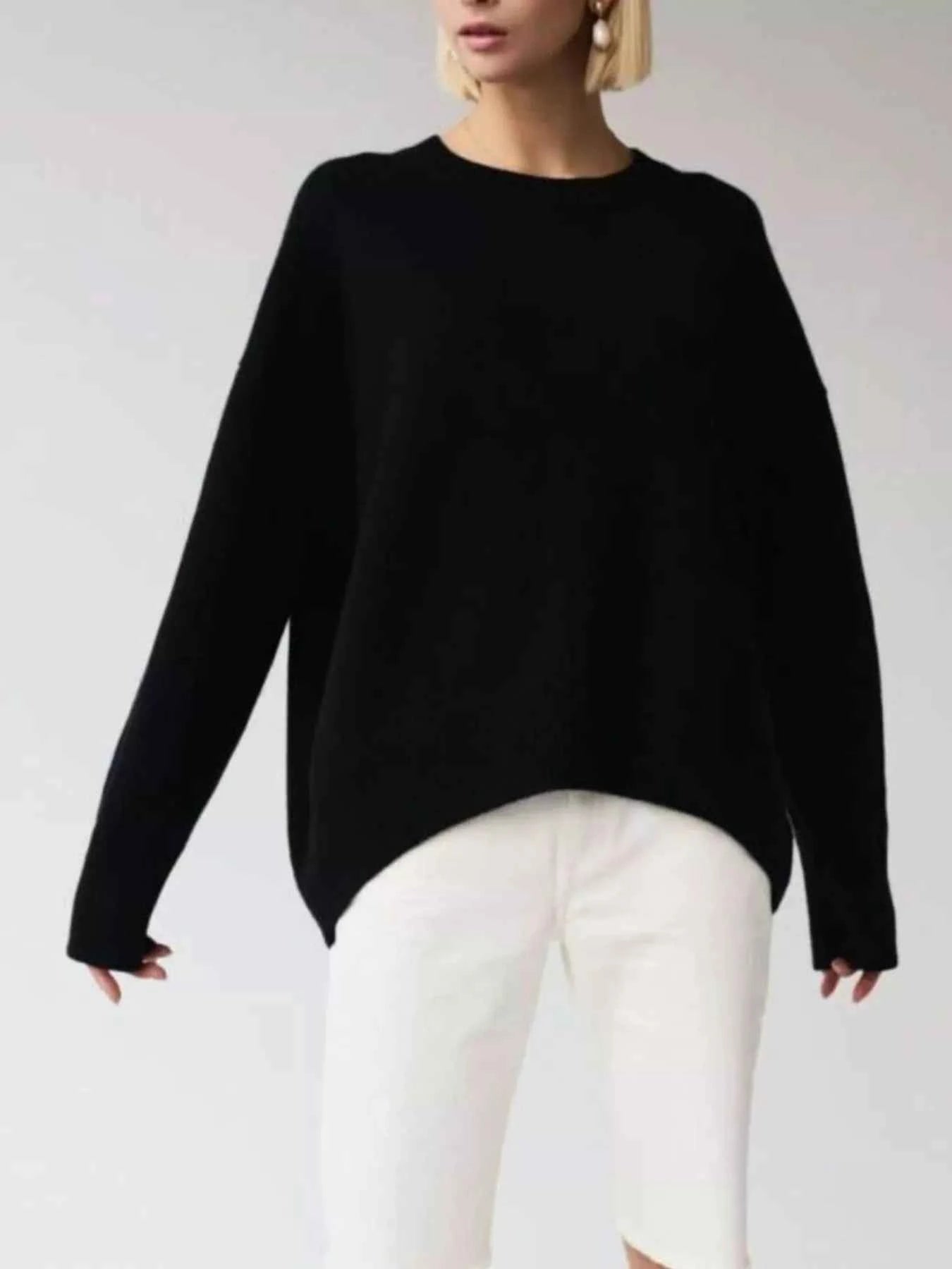 Ribbed Hem Round Neck Sweater 5c1c451d-1059-4d87-ad20-5c5d3a3537dc-Max-Origin
