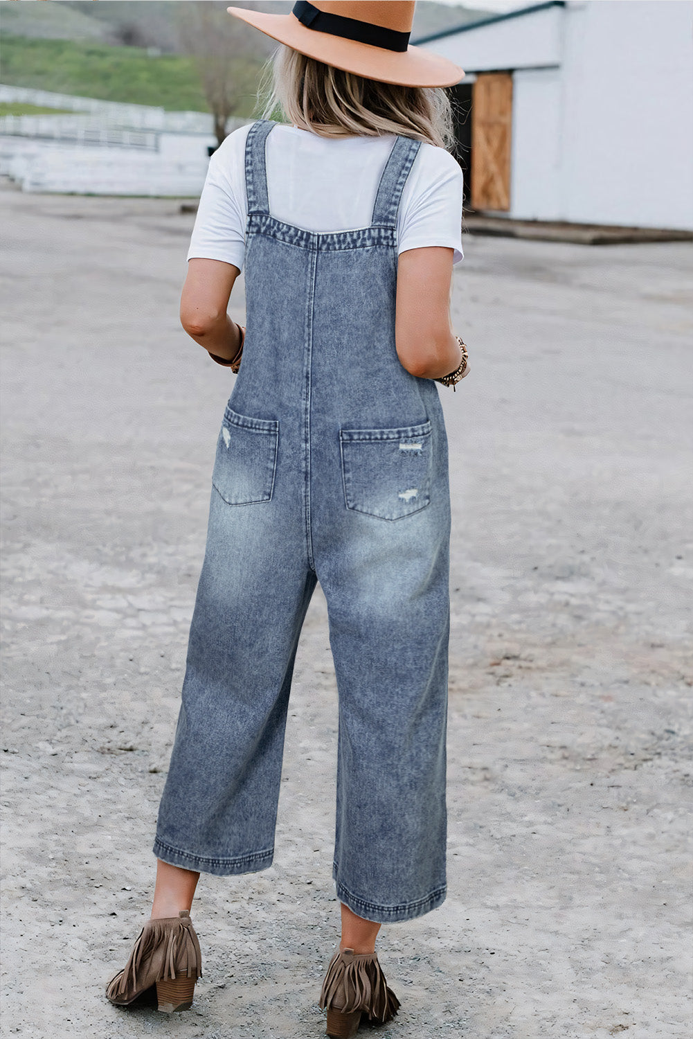 Black Distressed Bib Pocket Wide Leg Denim Overall 5c221be13d40b0e1