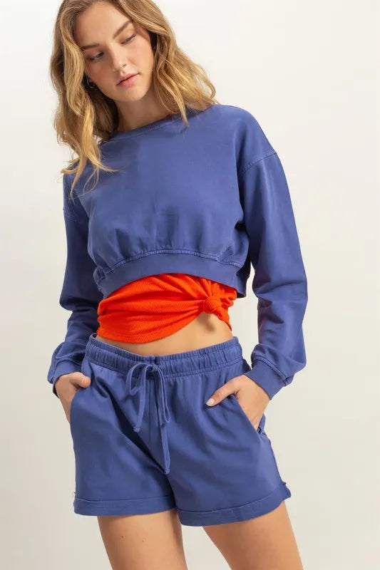 Crew Neck Long Sleeve Crop Sweatshirt 5c22aa35006d4a2f8133334aef7a115e-Max-Origin