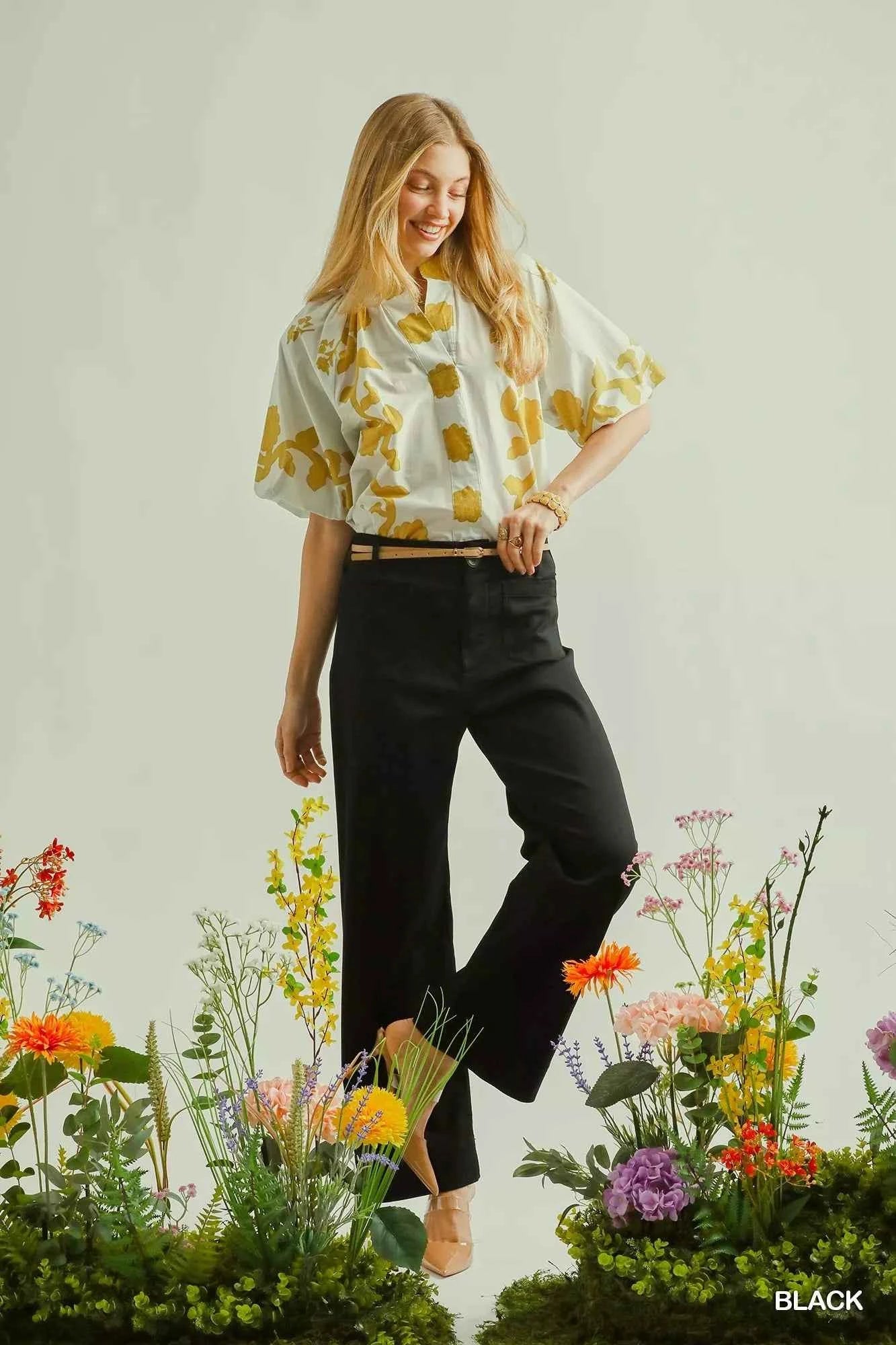Umgee Button Stretched Pants Black 5c23ae0e-395f-4ce0-a145-01f45073351e-Max-Origin