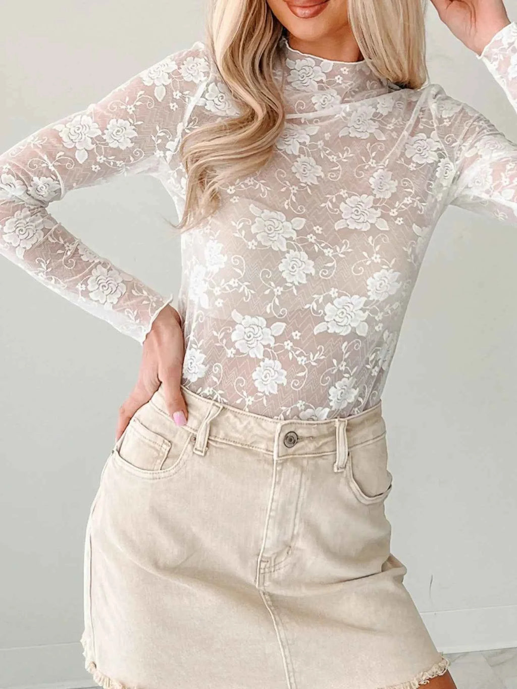 Sheer Floral Lace Mesh Mock Neck Long Sleeve Top 5c2508a5-b505-458e-8b6f-77b6a1e84d8e-Max-Origin