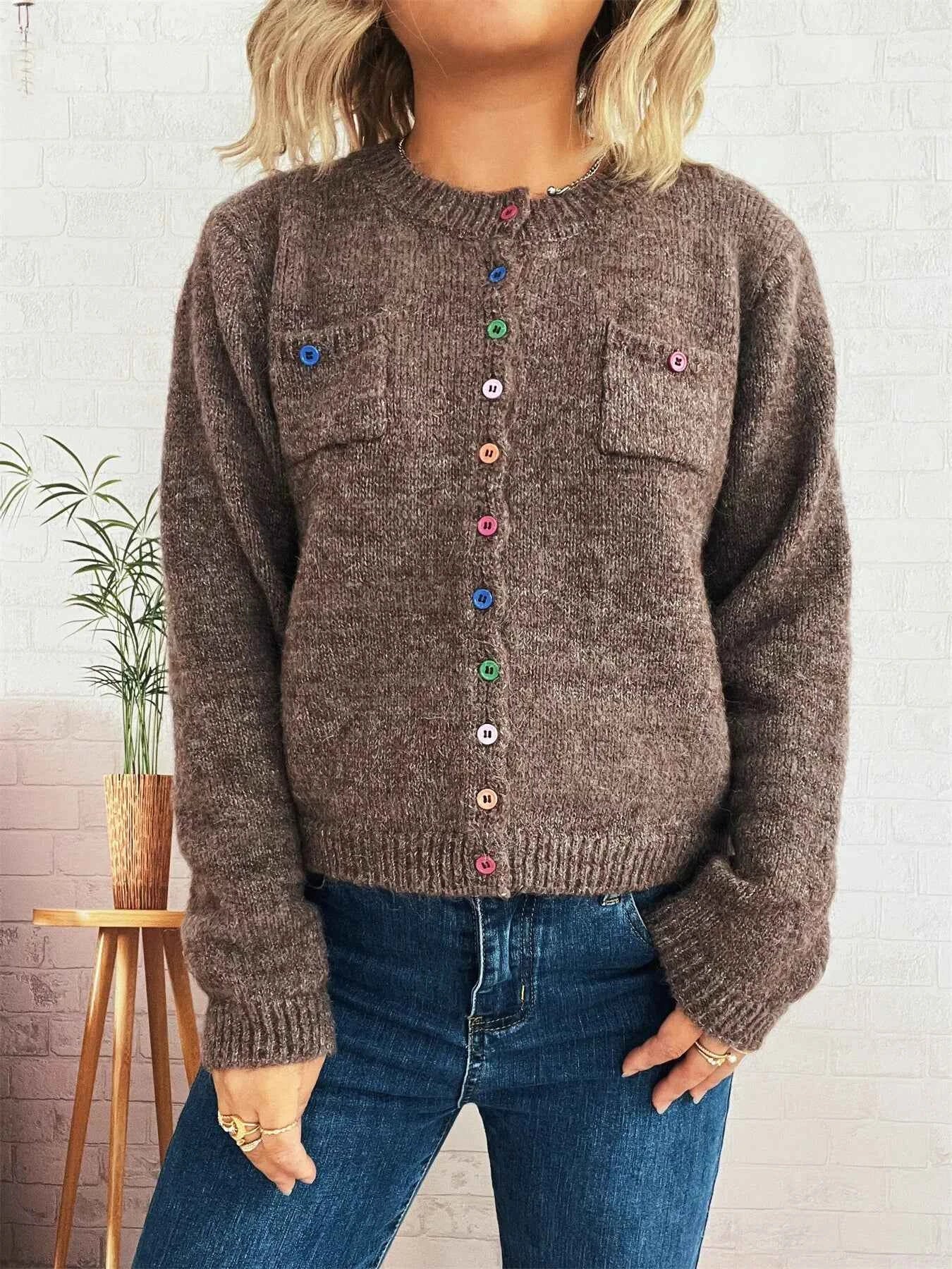 Button-Up Ribbed Hem Cardigan with Chest Pocket 5c394b992a5d4dd2a962249a8cfb782e-Max-Origin