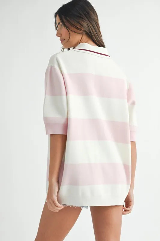 Oversized Stripe o Collar Sweater 5c4827afc8674817b6036a5f08db879c-Max-Origin