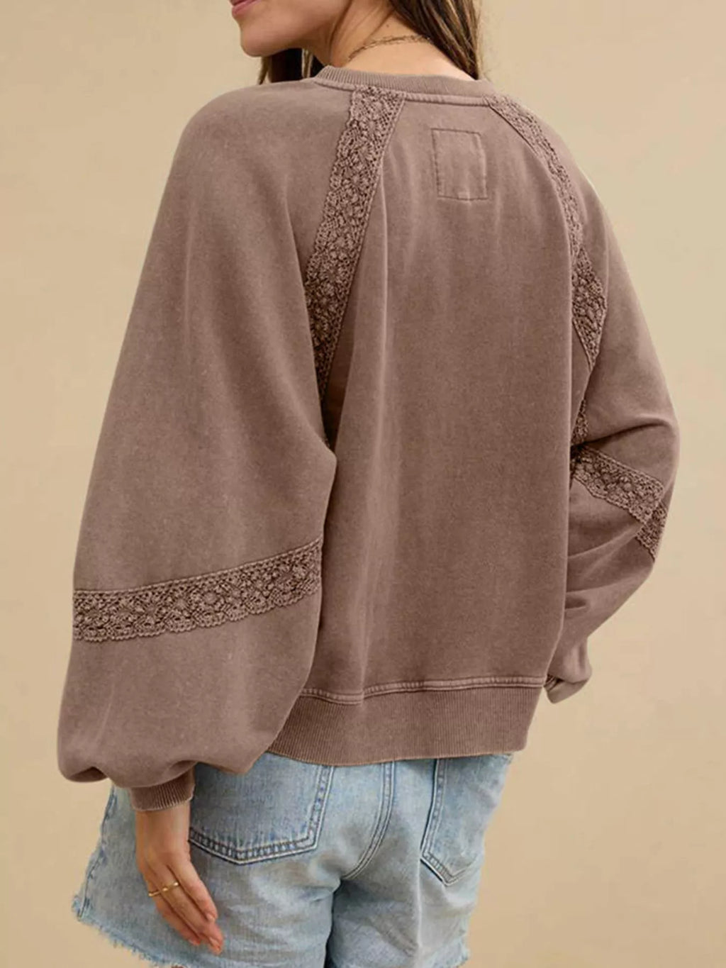 Lace Detail Notched Long Sleeve Sweatshirt 5c520fbc-4949-4ec5-897a-fa84f9623246-Max-Origin