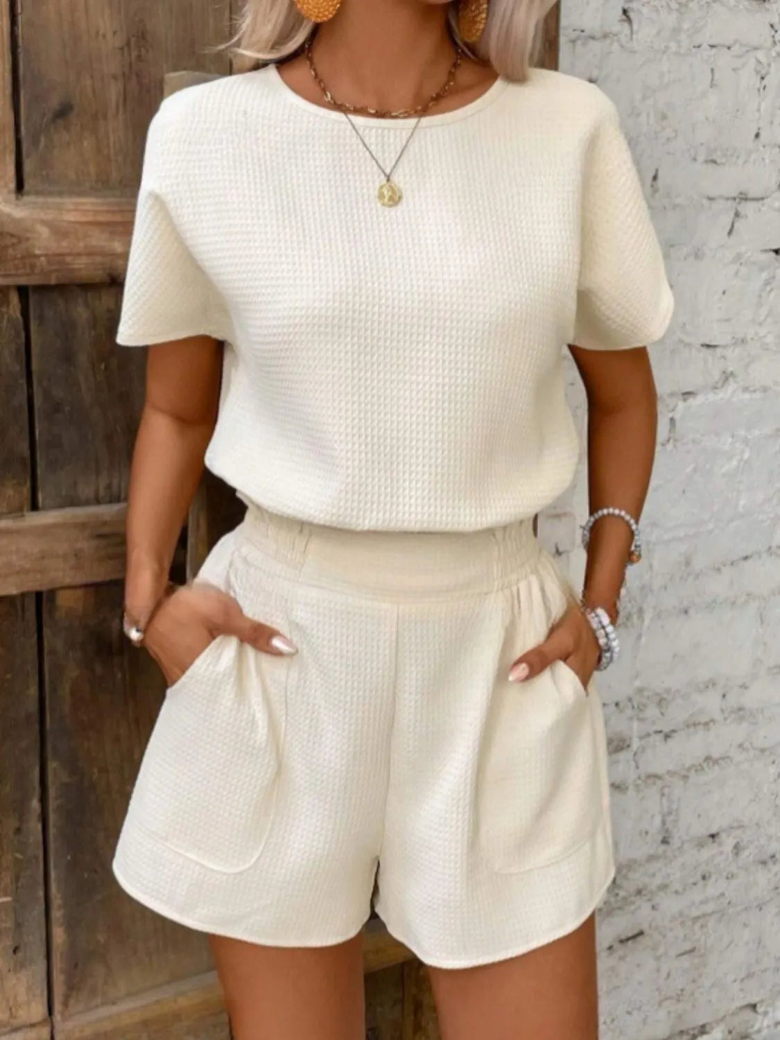Round Neck Short Sleeve Top and Shorts Set 5c56224e-615e-4b57-967a-6c7e8ecb27fd-Max-Origin