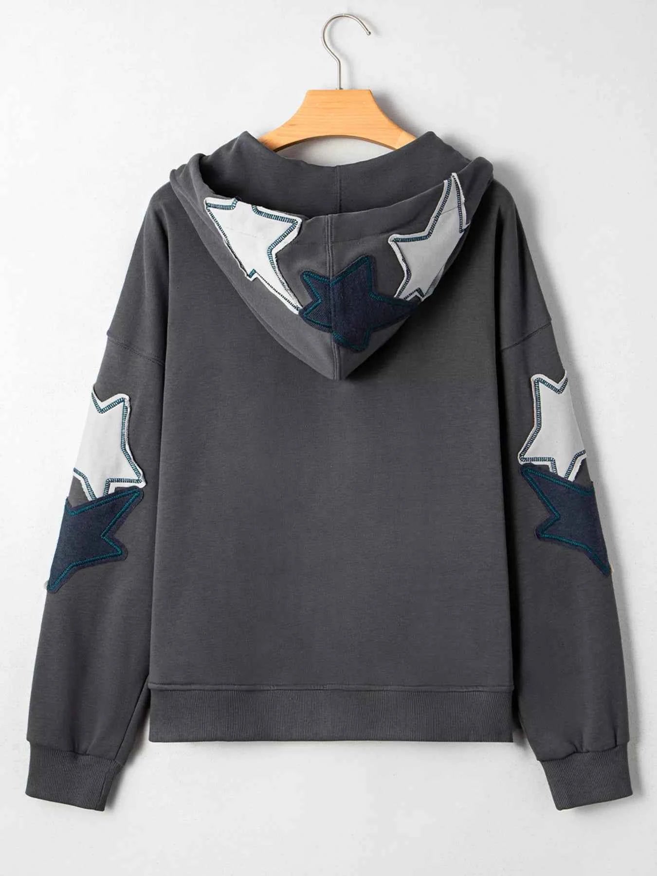 Star Patchwork Contrast Stitching Mineral Wash Kangaroo Pocket Hoodie 5c5d774868d14bddaede93135c7e4cdf-Max-Origin