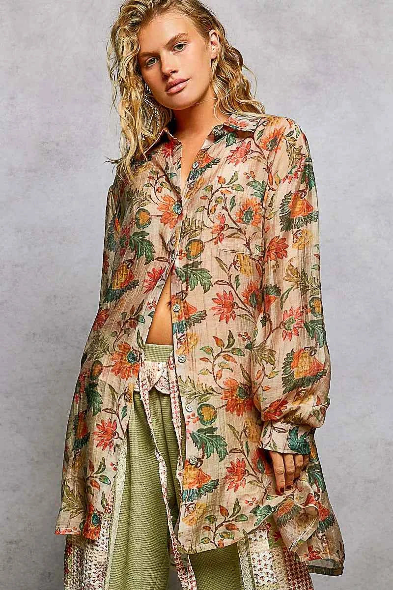 POL Metal Button Down Floral Long Sleeve Shirt TAUPE MULTI 5c5d7d17-d7b6-4b00-beaa-a653d060c458-Max-Origin
