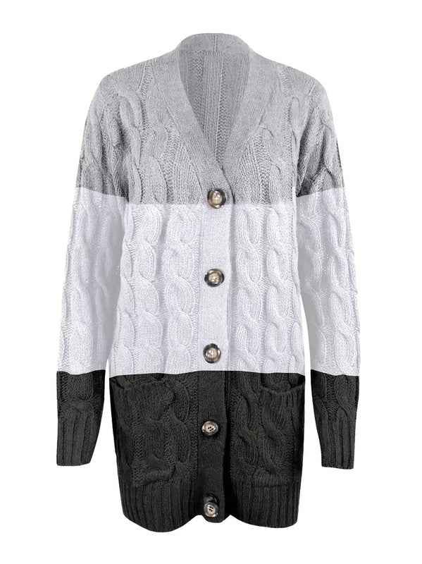 Cable knit button cardigan with pocket 5c60fe63-579e-40b7-8fa6-31e29ba23072