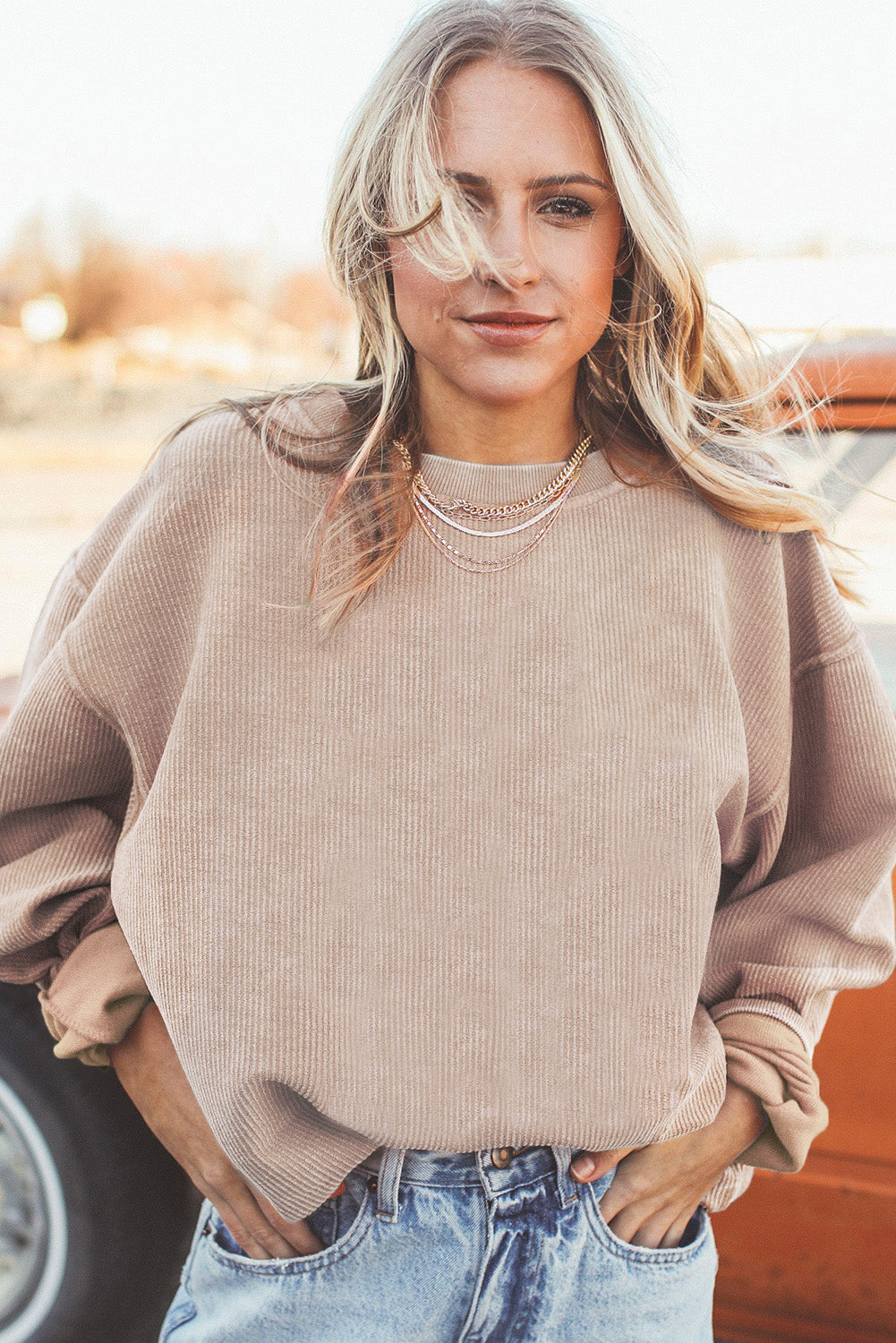 White Drop Shoulder Rib Knit Oversized Sweatshirt 5c75e345ae5e4384
