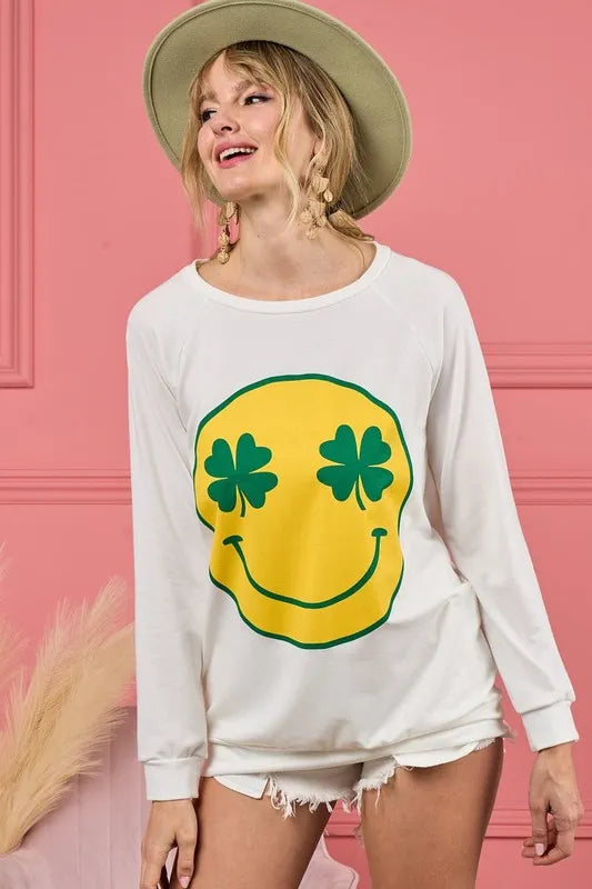 BiBi Smile Face Graphic Round Neck Long Sleeve Top 5c7ffd89a0174625969c1b13deb2978c-Max-Origin