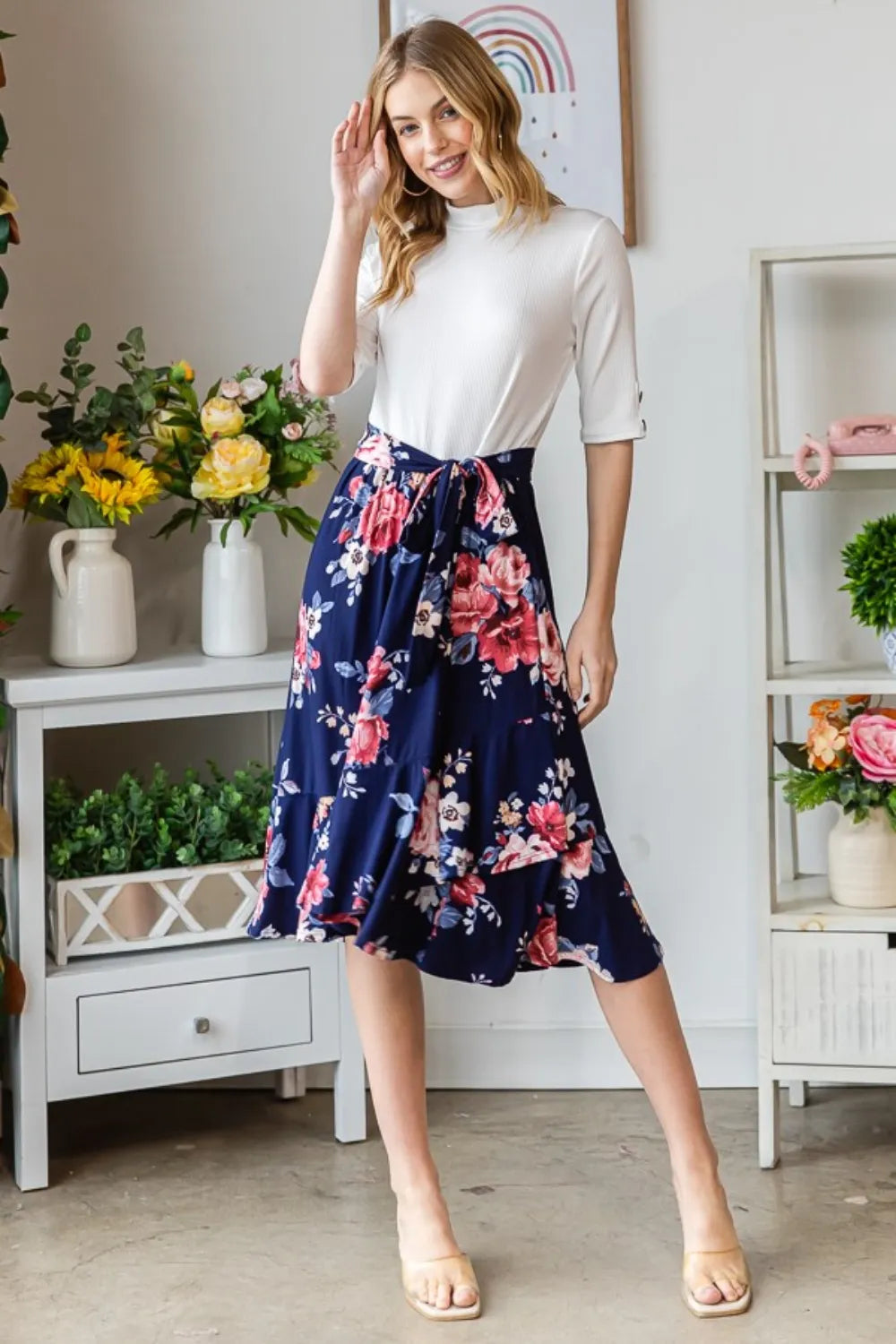 Reborn J Floral Wrap Ruffled Dress Navy 5c9927f6-fc83-42d6-93b4-f93f4c33b7c9-Max