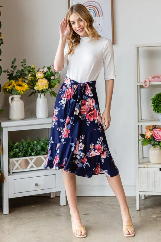 Reborn J Floral Wrap Ruffled Dress Navy 5c9927f6-fc83-42d6-93b4-f93f4c33b7c9-Max