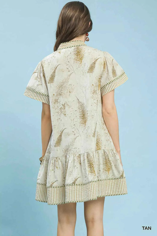 Linen Printed Button-Front Tiered Mini Dress 5ca1741d-9cf3-4208-8a1f-a65812bee2a9-Max-Origin