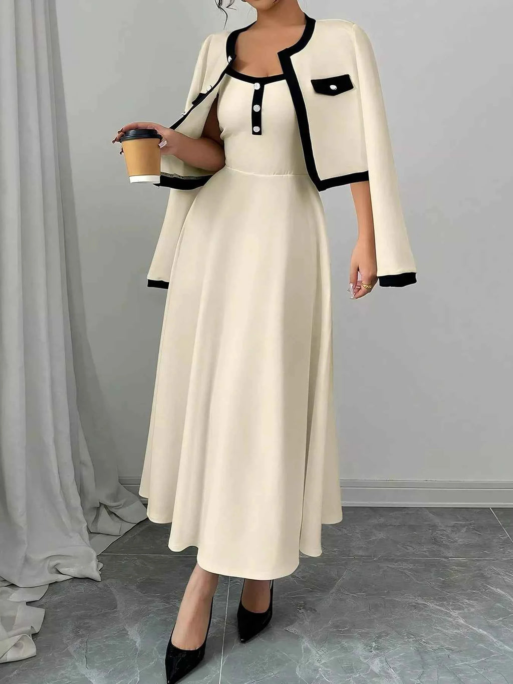 Contrast Trim Maxi Dress and Cropped Cardigan Set 5cad67d7-5610-4f3d-b61d-500bdb87efc1-Max-Origin