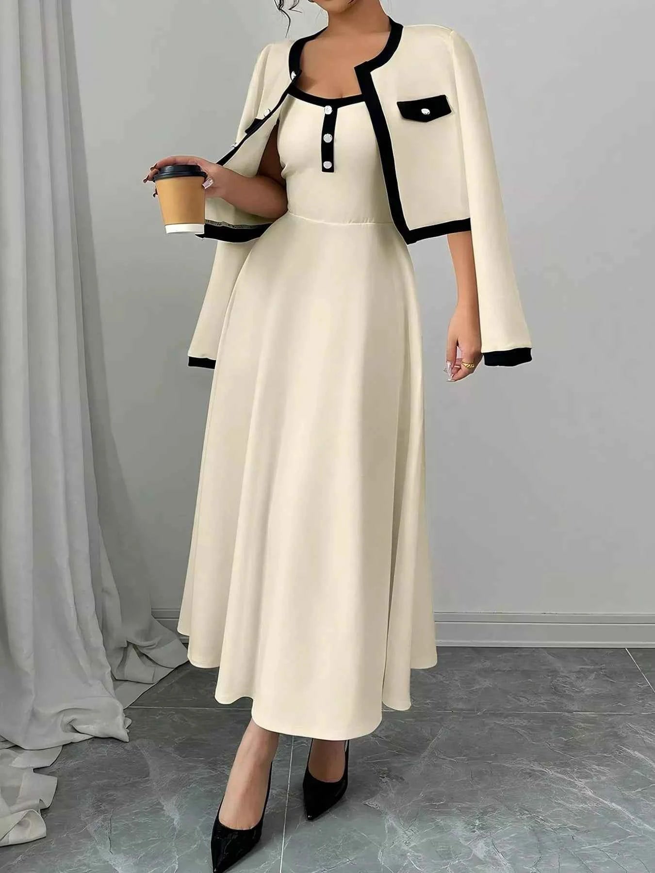 Contrast Trim Maxi Dress and Cropped Cardigan Set 5cad67d7-5610-4f3d-b61d-500bdb87efc1-Max-Origin